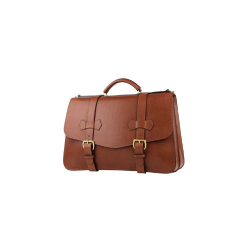 Serova  Brown Leather Briefcase with Brass Premium Carry for Women