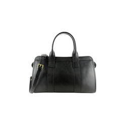 Serova Black Leather Satchel with Gold Lock Closure Style for Women
